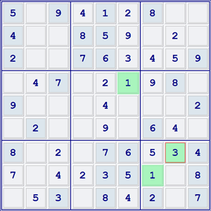 Using naked singles to help with boxes 5 and 9.