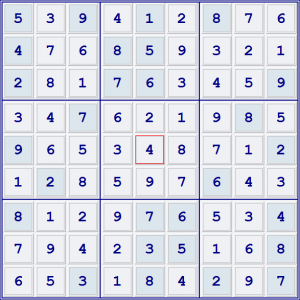 The finished sudoku puzzle.