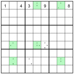 Highlighted Sudoku Swordfish